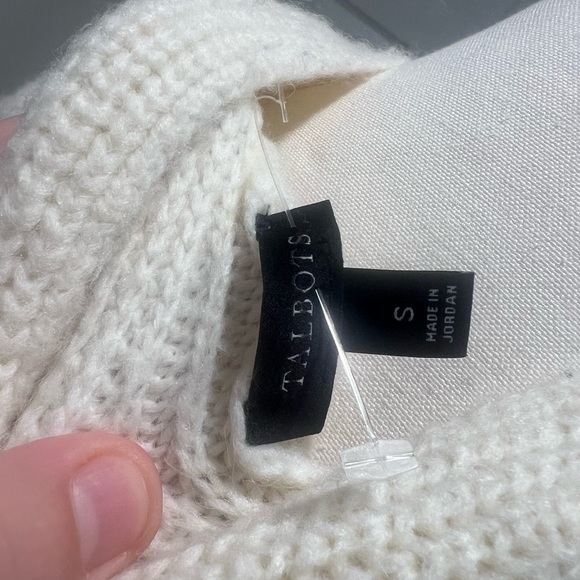 Talbots Cream Chunky Knit Wrap Neck Sweater Size Small NWOT Cozy Winter - Picture 5 of 10